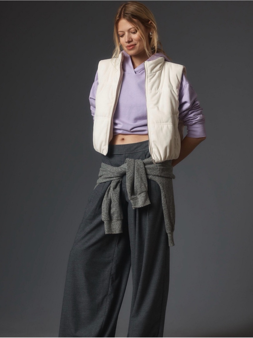 Anthropologie Cream Quilted Vest